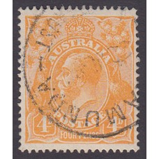 Australian    King George V    4d Orange   Single Crown WMK Plate Variety 2R53